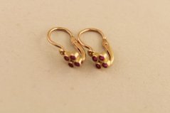 Zlaté náušnice - Novorodenecké - Mini kvietok - Rúžové zirkóny - 14k Rúžové zlato