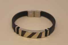 Pánsky oceľový kožený náramok, chirurgická oceľ, 20,5 cm, 19,16g, 316L