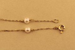 Náramok - Anker s perlou - Žlté zlato - 14k
