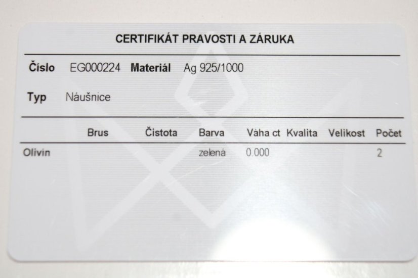Strieborné visiace náušnice so zeleným Olivínom a čírymi zirkónmi, rhodium, 2,95 g, 925/1000
