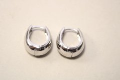 Strieborné oválne náušnice s hladkým povrchom, rhodium, zacvakávacie zapínanie, 4,42 g, 925/1000