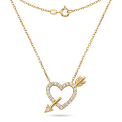 Celebritka-Srdce-Šíp-Číre zirkóny-Anker-Žlté zlato-14k