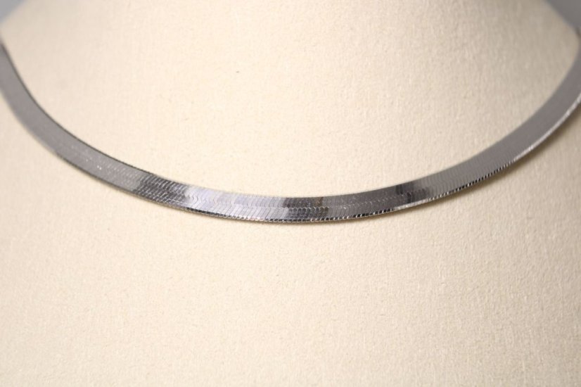 Strieborný náhrdelník plochý, rhodium, 42,5 cm, 8,66 g, 925/1000