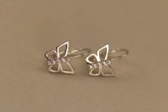 Náušnice-motýliky-číre zirkóny-patent-rhodium-striebro