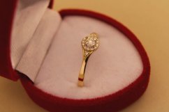 Prsteň- brilianty-H/Si2- viacfarebné zlato- 14 karátov