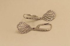 Náušnice- visiace- číre zirkóny- patent- biele zlato- 14 karátov