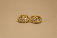 Náušnice - kruhy - číre zirkóny - pozlátené striebro