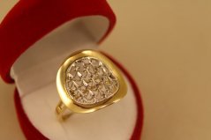 Prsteň- sieťovaný vzor- viacfarebné zlato- 14 karátov