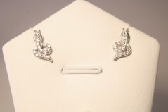 Strieborné náušnice v tvare hada s čírymi zirkónmi, rhodium, šrúbky, 1,47 g, 925/1000