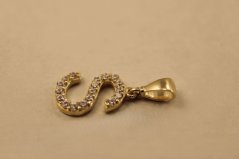 Prívesok- písmeno S- číre zirkóny- žlté zlato- 14K