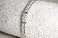 Dámsky náramok z pleteného striebra, číre zirkóny, rhodium, 18,5 cm, 9,38 cm, 925/1000