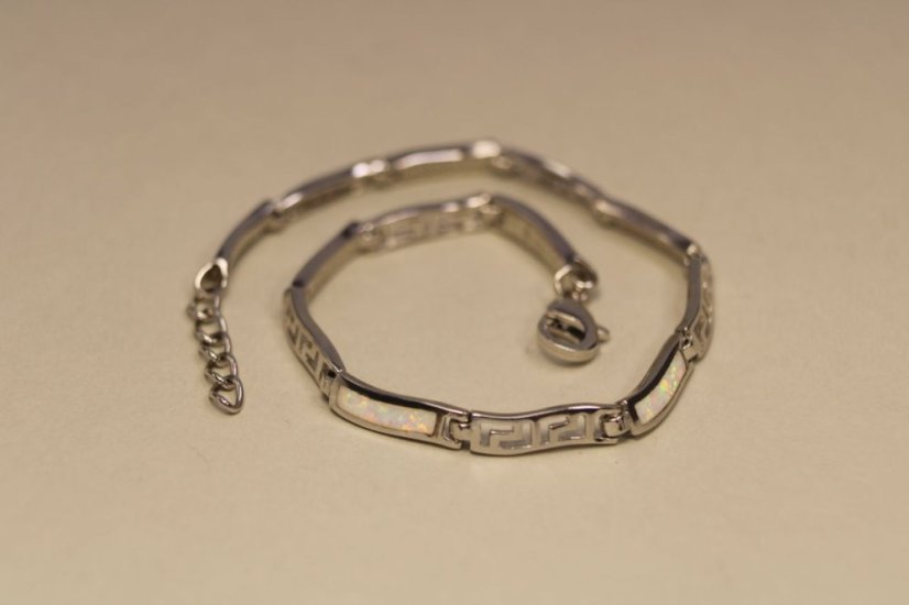 Náramok-biely opál-rhodium-striebro