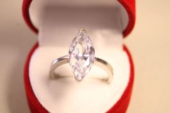 Prsteň- číry zirkón-biele zlato-14 karátov