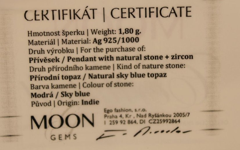Prívesok - Topás - číre zirkóny - rhodium - striebro