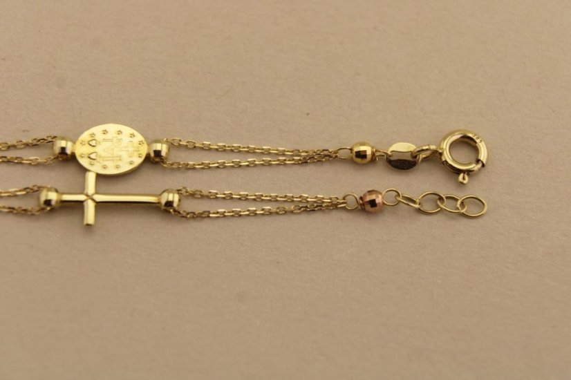 Zlatý náramok - Ruženec - 14k - Kombinované zlato