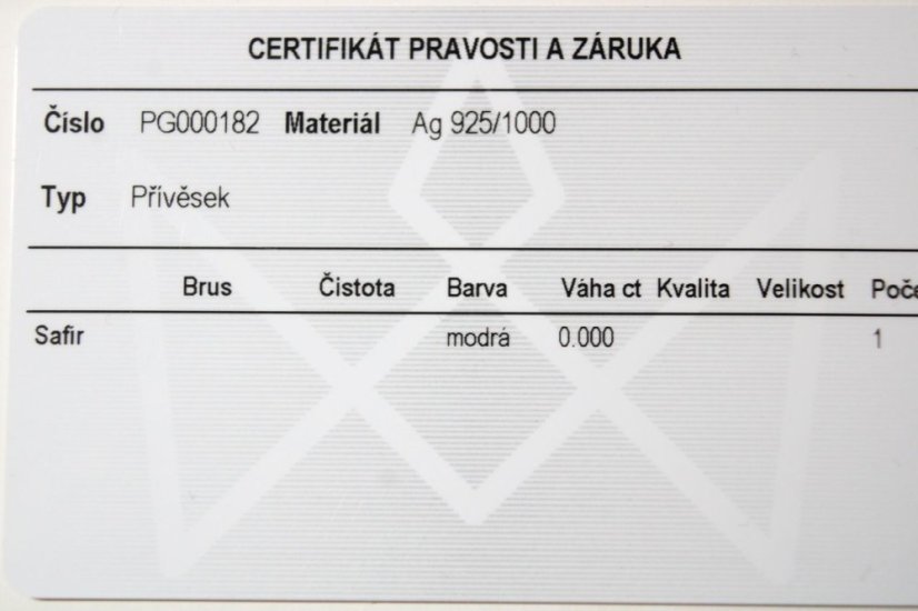 Prívesok-  Zafír- číre zirkóny- rhódiované striebro