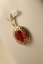 Prívesok- grécky vzor- červený zirkón- pozlátené striebro