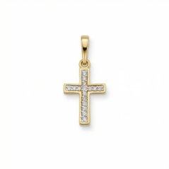 Prívesok- krížik- diamanty- žlté zlato- 14 karátov