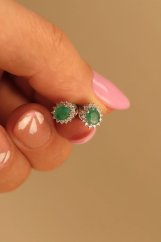 Náušnice - Smaragd - číre diamanty 0,260 ct - SI/H - biele zlato - 14 karátov