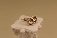Náušnice - kvet - klasický patent - viacfarebné zlato - 14K
