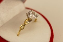 Prsteň kombinované zlato číry zirkón, veľkosť 54, 1,24g, 14k 585/1000