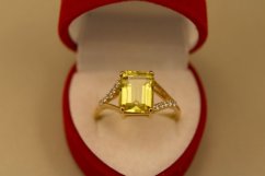 Prsteň-žlté zlato-drahokam (Citronový kremeň)-číre ziróny-14 karátov