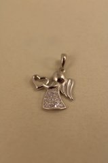 Prívesok- anjel so srdcom- zirkóny- rhódiované striebro