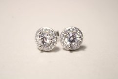 Strieborné náušnice s čírym zirkónom, rhodium, napichovacie puzety, 2,15 g, 925/1000