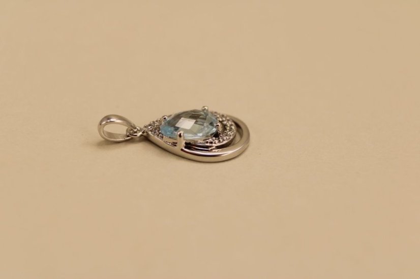 Prívesok - Topás - číre zirkóny - rhodium - striebro