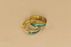 Náušnice- krúžky- modrý opál- zacvakávacie- pozlátené striebro