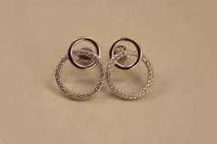 Náušnice- kruhy- číre zirkóny- puzetky- rhódiované striebro- 925/1000