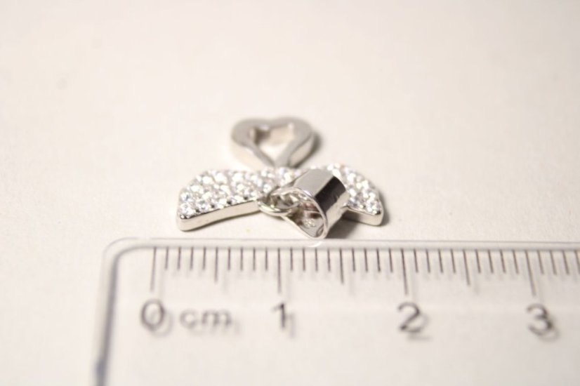Strieborný prívesok anjelik, číre zirkóny, rhodium, 1,60 g, 925/1000