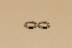 Náušnice - zelené - rhodium - striebro