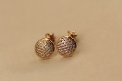Naušnice- číre zirkóny- šrúbky-ružové zlato- 14 karátov