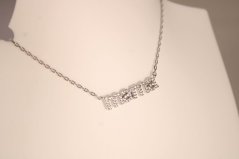 Náhrdelník Mama zo striebra s čírymi zirkónmi, rhodium, 46-51 cm, 2,54 g, 925/1000