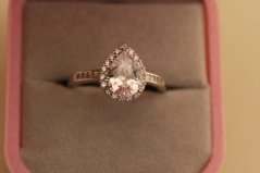 Strieborný prsteň slza - Číry zirkón - 925 - rhodium