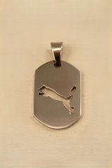 Prívesok- platnička- vyrezávaná puma- chirurgická oceľ- 316/L