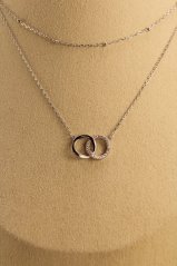 Celebritka - prepletené kruhy - číre zirkóny - rhodium - striebro