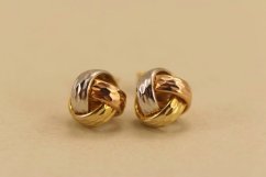 Náušnice-kĺbko-puzetky- viacfarebné zlato- 14 karátov