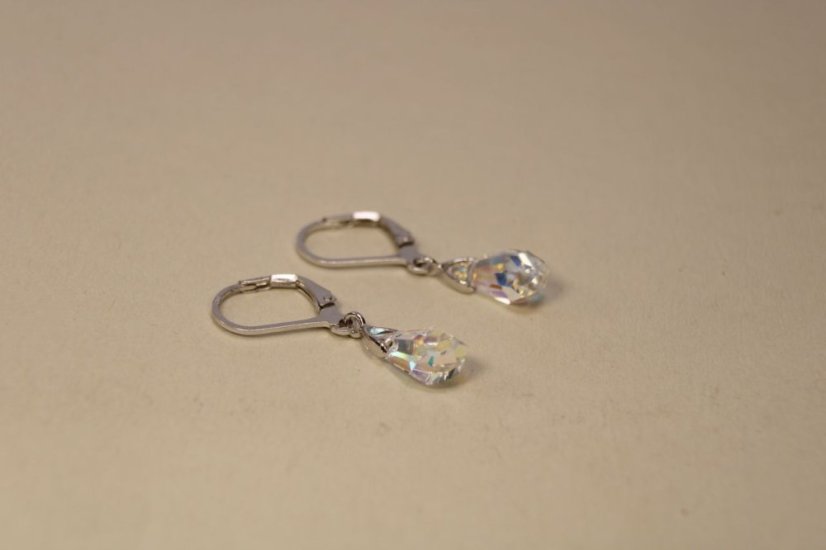Strieborné náušnice swarovski crystals dúhovej farby, striebro, klasické zapínanie, 2,05g, 925/1000