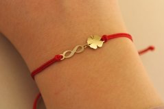 Šnúrkový náramok - Nekonečno s šťastie - Žlté zlato - 14k