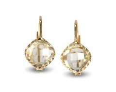 Náušnice-zelený drahokamom Ametyst-žlté zlatopatent-14 karátov