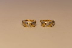 Náušnice -gravírované polkruhy- viacfarebné zlato-francúzsky patent-14 karátov