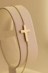 Zlatý náramok - Hladký krížik - 14k - Žlté zlato