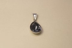 Prívesok "slza"- čierny swarovski crystals-rhodiované striebro
