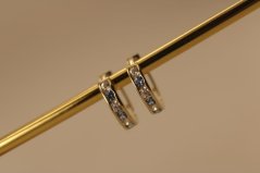 Náušnice- kruhy- modré a číre zirkóny- zacvakávacie- žlté zlato- 14K