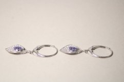Strieborné visiace náušnice s fialovo-modrým Tanzanitom a čírymi zirkónmi, rhodium, 2,67 g, 925/1000
