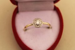 Prsteň- brilianty- H/Si2- viacfarebné zlato- 14 karátov