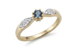 Prsteň- Topás- 0,15 ct-Brilianty- 0,06 ct H/Si2- kombinované zlato- 14 karátov