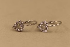 Náušnice- srdiečka- číry zirkón- patent- biele zlato- 14 karátov